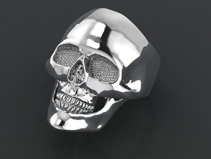 human skull skeleton ring skeletal jewel jewell printable gold fashion jeweler jewelry pendant modell rings 3d print model - Mito3D