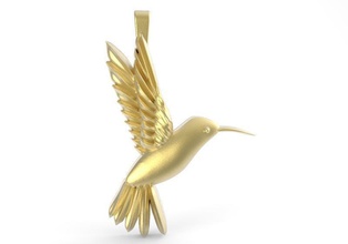 colibrì pendente oro uccello ave collare colgante joyas gioielleria arte ciondoli 3d print model - Mito3D