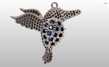 hummingbird diamonds pendant jewelry diamond 14k 3dm 750 cad female gem gold jewel jewellery platinum printable rhino silver woman fashion bird pendants 3d print model - Mito3D