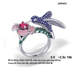 sinek kuşu çiçek yüzük kuş elmas yüzükler takı 3d print model - Mito3D