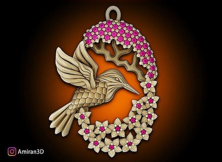 hummingbird pendant jewelry jewellery printable luxury gold silver necklace ring fashion bird nacklace design diamond gem gems pave earrings love valentine pendants 3d print model - Mito3D