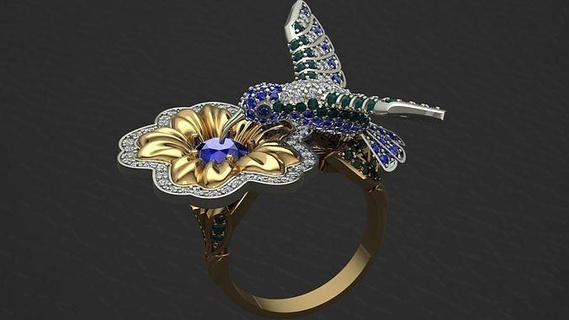 colibri bague colibri bague or argent mode cnc 3dprint impression bijoux anneaux 3d print model - Mito3D