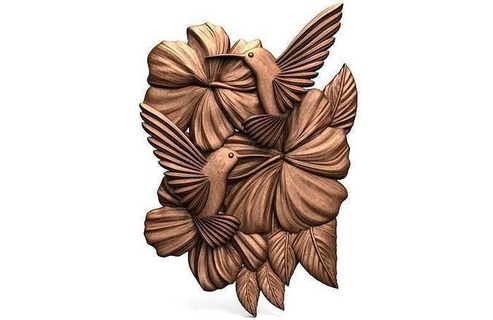 colibrì cnc arte uccello fiore sollievo artcam aspirare natura segni loghi 3d print model - Mito3D