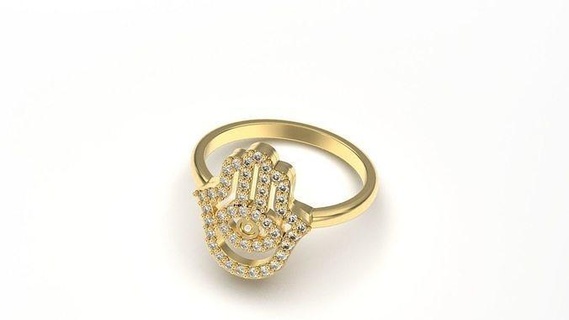 humsa olho anel ouro jóias gemas esterlina prata hamsa mão Fatima judaico joalheria laboratório boho boêmio cigano festival pedra preciosa pingentes 3d print model - Mito3D