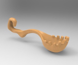 hungry spoon art wood one teeth 3dprint tool kitchen utensil gadget eating tableware other 3d print model - Mito3D