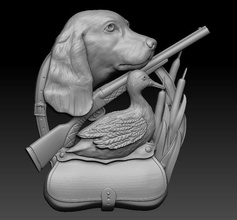caçador pato distintivo cnc 3d impressão pingente cão 3dprint animal sobreposição colar relevo imprimível joalheria parede pingentes caçando 3d print model - Mito3D