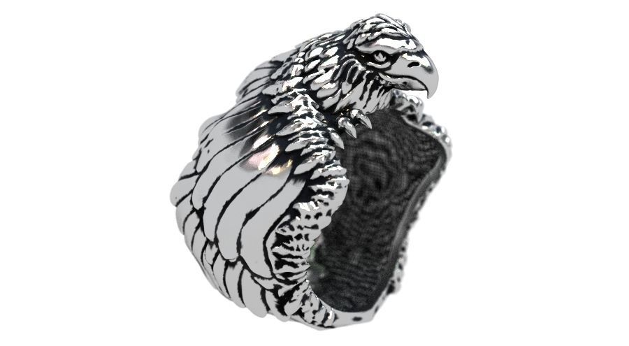 caccia falco gioielli hawk di anello moto carattere anelli 3D print model - Mito3D
