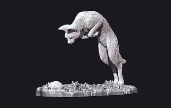 Caçando serval gato selvagem caçador Puma leão roedor rato estátua estatueta imprimível pele natureza animal mamífero predador arte esculturas 3d print model - Mito3D
