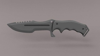 huntsman knife cs go sharp steel monochrome chrome iron weapon tool cutting bladed csgo hunter hunting print hobby diy hand tools 3d print model - Mito3D