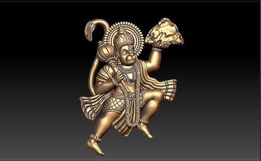 humano pendente anjaneya maruti Bajrangbali Rudra Hanuman Sanjeevani mantra Colina joalheria pingentes 3d print model - Mito3D