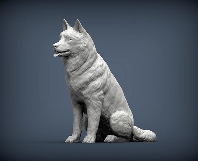 rouco cão natureza mamífero animal escultura estatueta lembrança 3d impressão modelo esculpir esculturas puxar trenó neve arte 3d print model - Mito3D