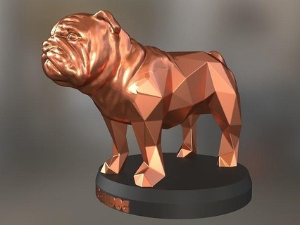 hybrid bulldog animal low poly polygon polygonal lowpoly real realistic toy statue print 3dprint printable geometric contemporary nature dog bull art sculptures 3d print model - Mito3D