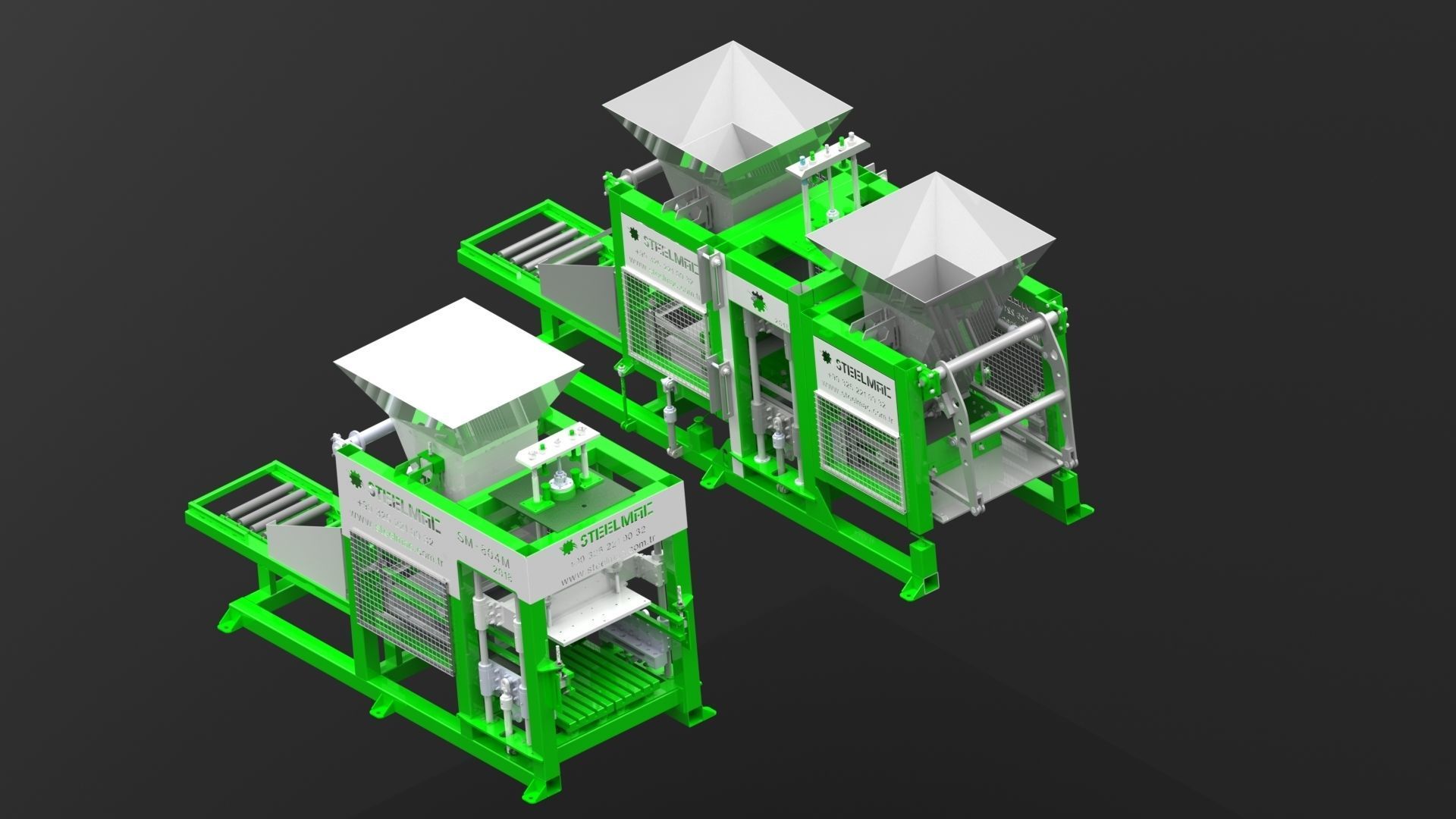 hidrolik somut tuğla blok yapımı makine otomatik bilim mühendislik 3D print model - Mito3D