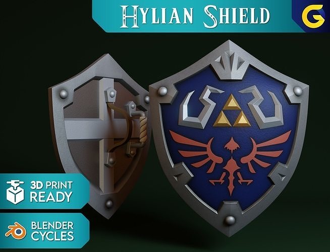 hylian scudo 3d Stampa pronto leggenda zelda respiro selvaggio verso cielo spada collegamento triforce hyrule ganon maestro tempio difesa Giochi giocattoli 3D print model - Mito3D