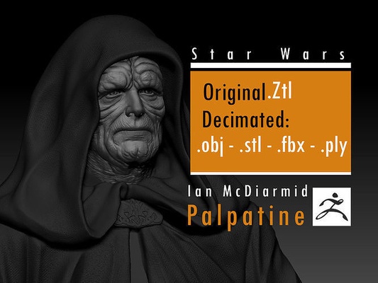 ian mcdiarmid palpatine darth sidious star savaşlar sheev jedi sith imparator gökada güç imparatorluk sipariş asiler direnç vader tokmak sanat heykeller 3d print model - Mito3D