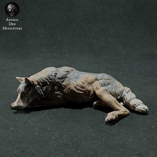 iberian wolf sleep animal dog mammal wild wildlife creature realistic grassland sculpture figurine figure miniature howl howling pack wolves grayanimal gray art sculptures 3d print model - Mito3D