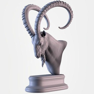 ibex tête animaux atouts mammifère sauvage faune statue sculpture miniature 3dprinter imprimable argent or résine animal africain art sculptures 3d print model - Mito3D