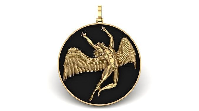 Icarus sarkık 3d model kanatlar yazdırılabilir animasyon kanat hanımı mücevher gümüş doğa sterlin benzersiz takı kolye 3D print model - Mito3D