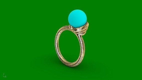 ice-cream cone pearl ring stl verified jewellery jewelry printable diamond fashion prototyping 3d cad stylish design trendy charm initial signet designer statement lightweight text textured rings 3d print model - Mito3D