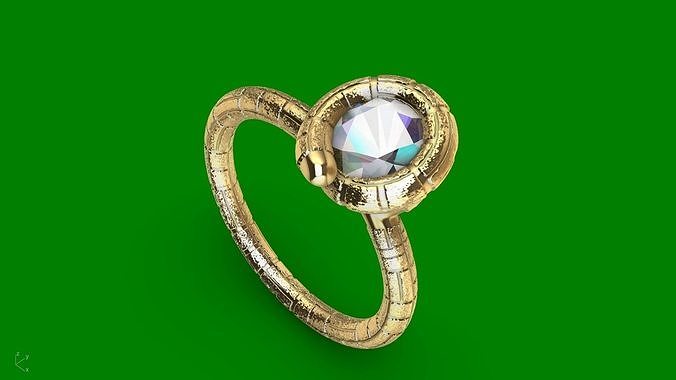 ice cream cone dimaond pearl rings stl verified jewellery jewelry printable diamond ring fashion prototyping 3d cad stylish design trendy charm initial signet designer statement lightweight text 3D print model - Mito3D