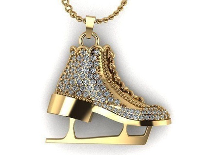ice skates pendant sport skate gold gem luxury xmass character sports silver girls love niloufar mirshahidi fashion jewelry pendants 3d print model - Mito3D