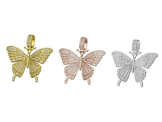 iced butterfly pendant charm hip hop jewelry pendants necklace printable jewellery women female vintage luxury antique 3d print model - Mito3D