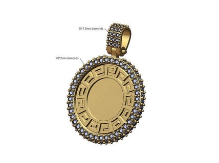 buzlu Yunan anahtar elmas kolye kefalet yazdırılabilir bling moda altın mücevher takı Meandre gümüş sterlin Versace 3d model 3d print model - Mito3D