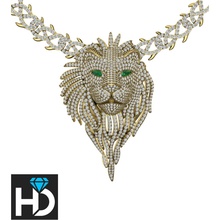 iced out lion king head pendant necklace jewellery diamond gold jewelry animals hddesign icedout hiphop silver printable bail chain gem ring pendants 3d print model - Mito3D