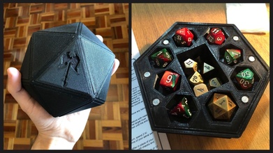 ico dice box dnd dicebox d20 dungeons dragons storage miniatures roleplaying rpg polyhedral hobby boardgame games toys game accessories 3d print model - Mito3D