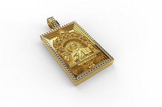 icône du seigneur tout-puissant bijoux or d'argent le diamant la livre sterling platine pierre gem blanc brillant mode beauté saphir ruby de l'anneau bague en pendentifs pendentif collier 3d print model - Mito3D
