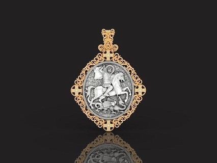 icon st george victorious angel 863 gold pendant retro antique jewelry pobedonosets vintage old luxury diamond jewellery jewel elegant graceful silver gem pendants 3d print model - Mito3D