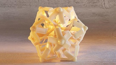 icosaedro fioritura variante 1 3d stampa 3dprint stampabile stl geometrico matematica arte ornamento icosa poliedro forma unico matematico 3d print model - Mito3D