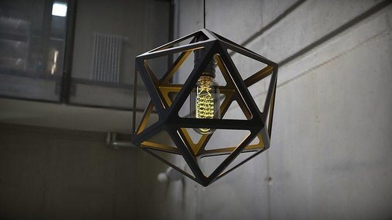 icosahedron Lamba d250 mm ampul dodecahedron platonik çokyüzlü Aydınlatıcı aydınlatma ışık Fener üçgen üçgenler dekor Sanat teraryum ev mobilya 3d print model - Mito3D