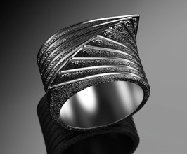 illusione dinamica aspirazione anelli gioielleria geometria luminosa elegante argento sterlina oro design arte modello 3dprinted 3d stampa prototipazione monocromo 3d print model - Mito3D