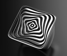 illusione dinamica attrazione anelli gioielleria geometria luminosa elegante argento sterlina oro design arte modello 3dprinted 3d stampa prototipazione 3d print model - Mito3D