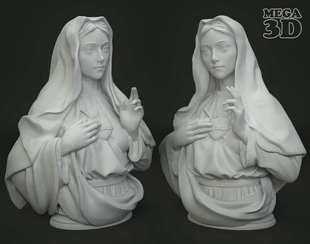 inmaculado corazón María católico regalo religioso madre modelos devoción fe Arte Dios sagrado cristiano santo figurilla mariano hogar casa decoración esculturas 3D print model - Mito3D