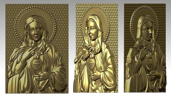 immaculate heart virgin mary relief saint joseph sculptures pendant pendants jewelry catholic mother religious holy christian art jewellery 3d print model - Mito3D