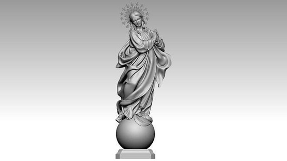 immaculate mary - mother virgin conception saint catholic church pendant medallion jewelry jewellery god rays portrait art sculptures lady 3d print model - Mito3D