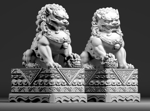 imperial guardian lions - lion dogs fu chinese art sculptures 3d print model - Mito3D
