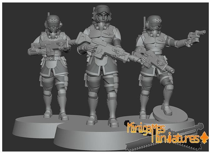 imperial guardsmen anime figurines battle guard of warhammer tau wh40k sister wh ig commisar sob games toys board 3D print model - Mito3D