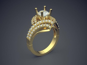impressive design diamond brilliant engagement ring jewelry gold jewel jewellery rings wedding cad gem platinum printable silver detail 3d print model - Mito3D