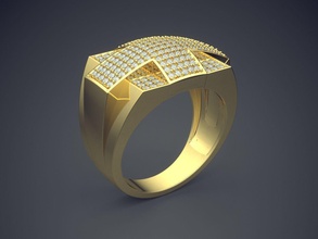 impressionante grossa homem anel de cruz diamantes jóias ouro jóia anéis casamento o engajamento diamante brilhantes cad gem platina printable prata detalhe design a 3d print model - Mito3D