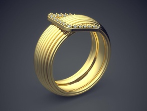impressive unique futuristic design ring diamonds jewelry gold jewel jewellery rings wedding engagement diamond brilliant cad gem platinum printable silver detail 3d print model - Mito3D
