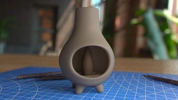 incenso bruciatore titolare supporto argilla semplice design architettonico casa accogliente arte sculture 3d print model - Mito3D