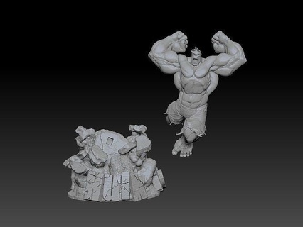 incredible hulk fansculpthulk marvelfanart comicbook superhero antihero gamma art sculptures 3d print model - Mito3D