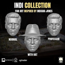 indi collection fan art head action figures indiana ark lost figure gi joe 6 inch mezco marvel cobra hat games toys 3d print model - Mito3D