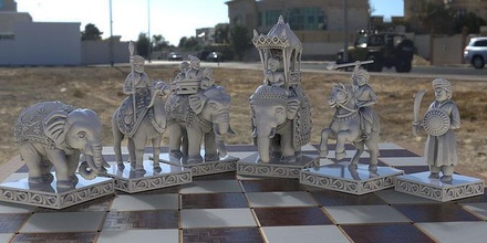 indian chess set toys chesset indianchess rajputanachess knight king pawn queen bishop checker piece printable games board 3d print model - Mito3D