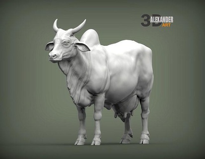 indiano vaca indiano vaca giro touro zebu cebu corcunda gado Ásia laticínios doméstico carne escultura gado bovino animais mamífero 3d impressão arte esculturas 3d print model - Mito3D
