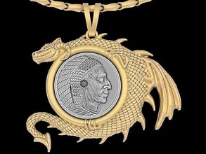 indiano Drago pendente gioielleria oro argento collana scultura statua stampabile moda platino sterlina bellezza ciondoli lusso medaglia 3d print model - Mito3D