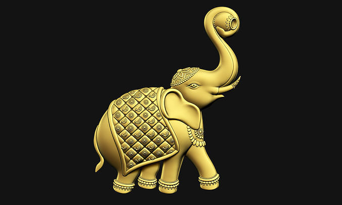 indien l'éléphant art animal conception hindou laxmi déesse mère détaillé belle style soulagement bas imprimable 3D print model - Mito3D